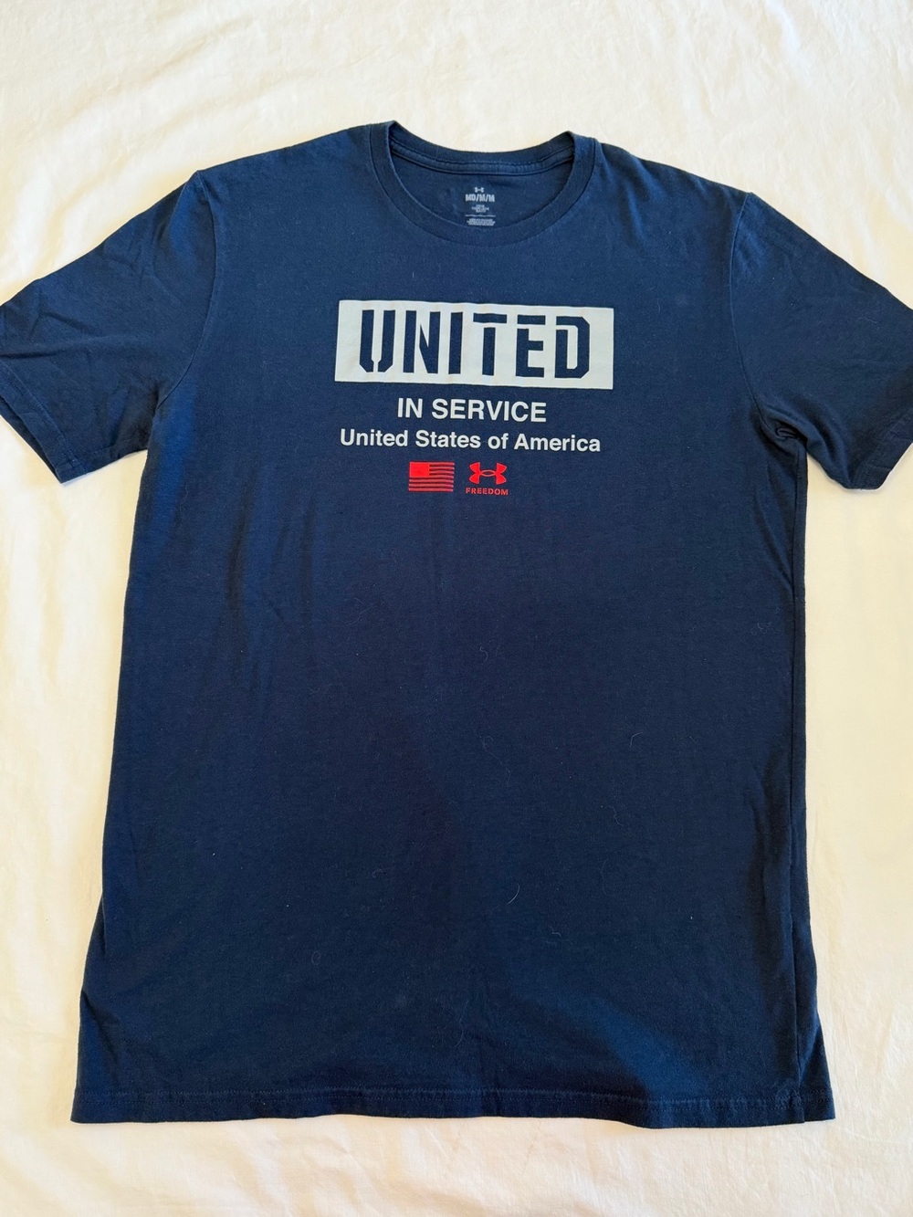 Under Armour Navy Tee with White and Red Service Graphic